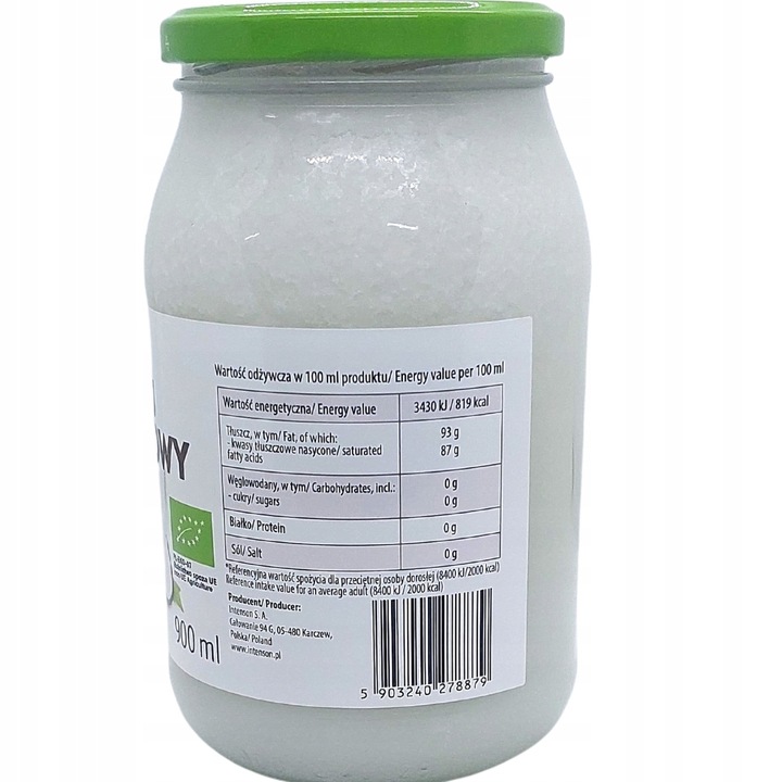 Olej kokosowy nierafinowany Intenson 900 ml