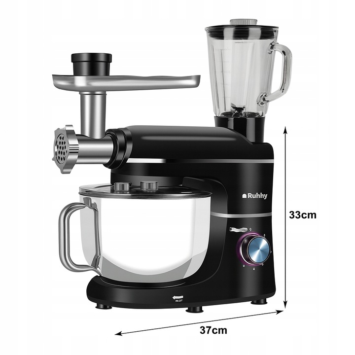 ROBOT KUCHENNY PLANETARNY MIKSER CZARNY MASZYNKA DO MIELENIA MIĘSA BLENDER