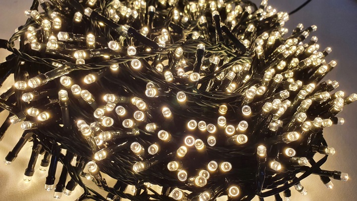 LAMPKI CHOINKOWE 800 LED TIMER NA CHOINKĘ CIEPŁY BIAŁY + FLASH ZIMNY BIAŁY