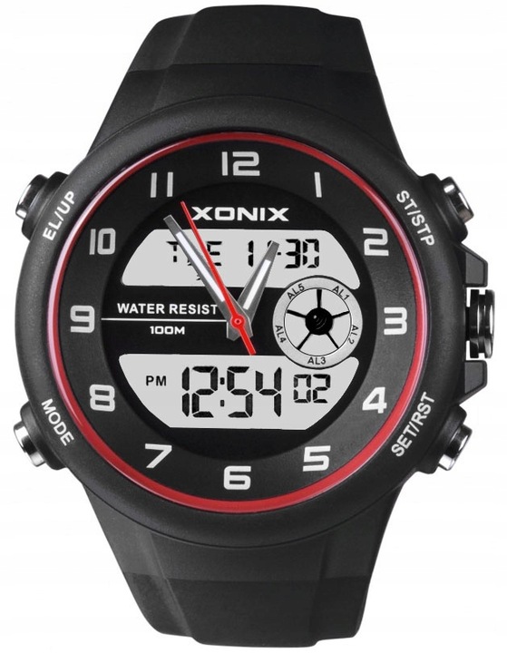 Zegarek XONIX Duży LCD + Wskazówki Wodoszczelny