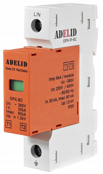 OGRANICZNIK OCHRONNIK PRZEPIĘĆ PRZEPIĘCIOWY 1-FAZ B+C T1 T2 1P 6kA AC