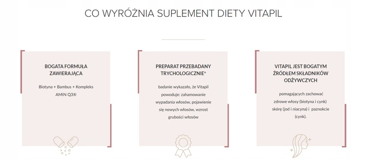 Vitapil 60 tabletek skóra włosy paznokcie Biotyna