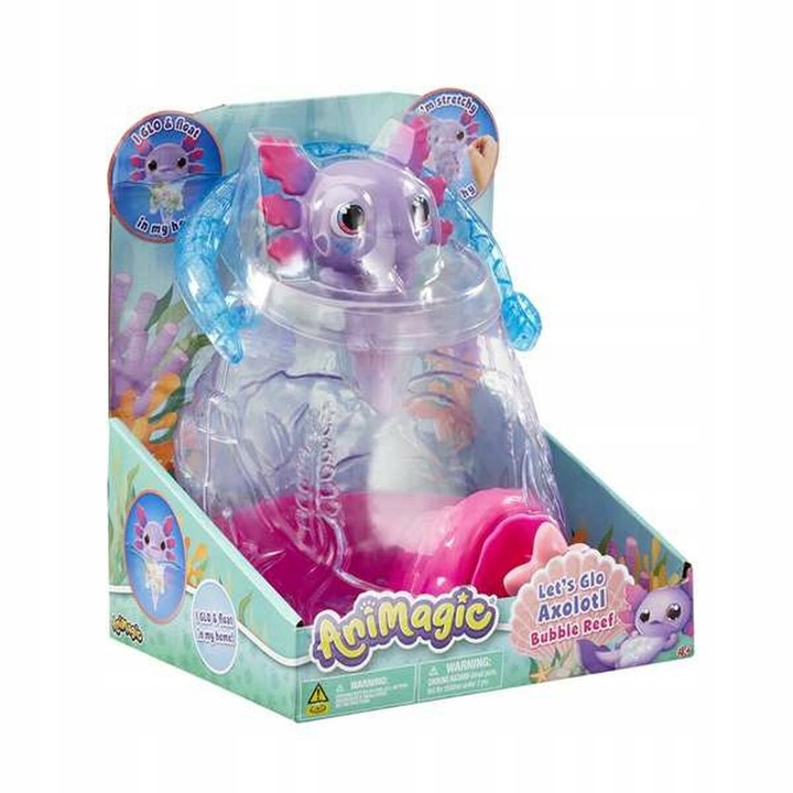Animagic: Let's Glo Axolotl Bubble Reef | Portable Magic Bubble Aquarium |