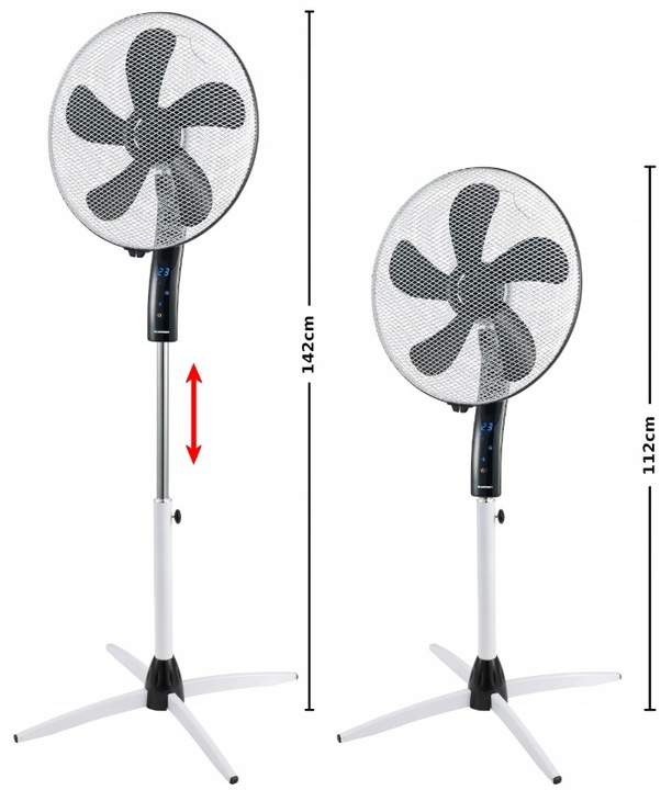 CICHY MOCNY WENTYLATOR WIATRAK PODŁOGOWY BLAUPUNKT ASF701 40dB 55W PILOT