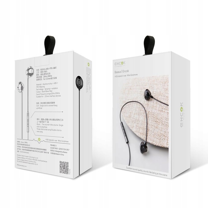 BASEUS PRZEWODOWE SŁUCHAWKI DOUSZNE MINI JACK 3,5MM Z MIKROFONEM I PILOTEM