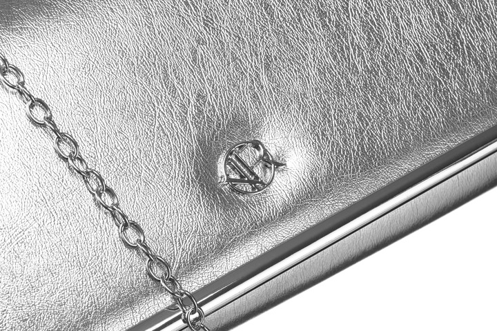 Damska torebka wizytowa kopertówka wieczorowa modna weselna srebrna Rovicky