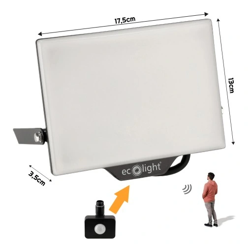 Halogen Naświetlacz LED 50W 4500lm 2W1 + Opcja Założenia Czujnika Ruchu