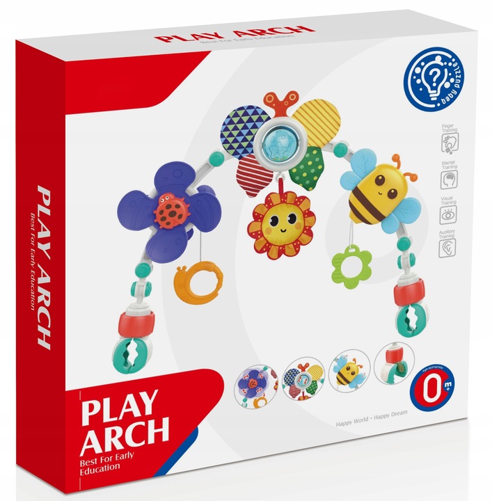 PAŁĄK z zawieszkami DO WÓZKA FOTELIKA ŁÓŻECZKA zabawka sensoryczna gryzak