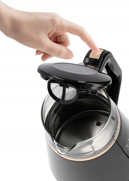 CZAJNIK ELEKTRYCZNY LUND 1100W 1L CZARNY Z REGULACJĄ TEMPERATURY 40-100°C