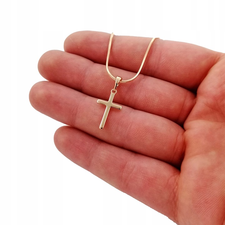 ZŁOTY ŁAŃCUSZEK NASZYJNIK ŻMIJKA Z KRZYŻYKIEM 18k STAL CHIRURGICZNA+GRATISY