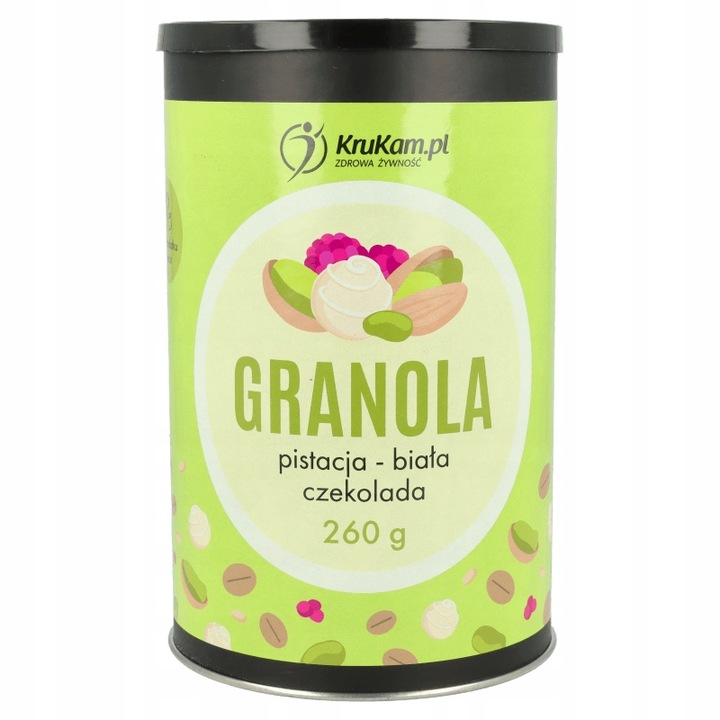 Granola pistacja z białą czekoladą 260g Krukam