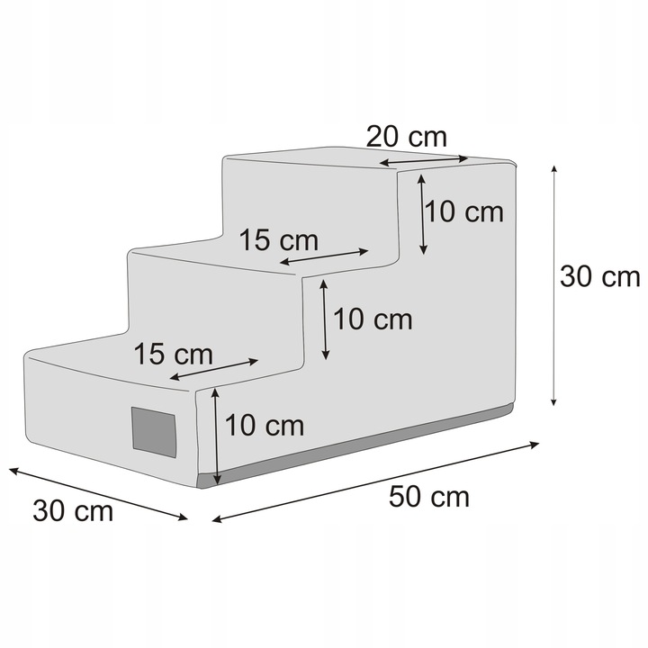 Małe schody dla psa, schodki dla psa lub kota Rampa Podest 3 stopnie, 30 cm