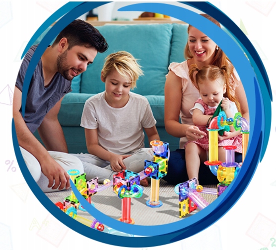 Tor kulkowy Klocki magnetyczne konstrukcyjne edukacyjne70 el kulodrom PTG70