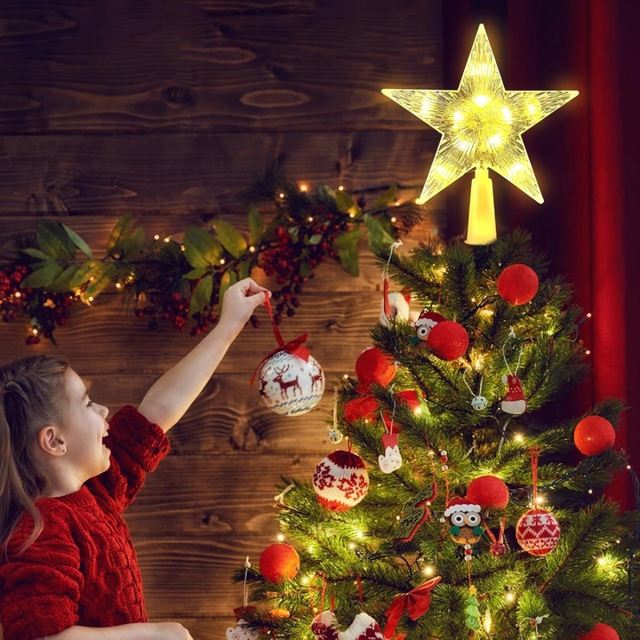 Gwiazda Czubek 31 Led Biały Ciepły na Choinkę Święta Świecąca Ozdoba Szpic