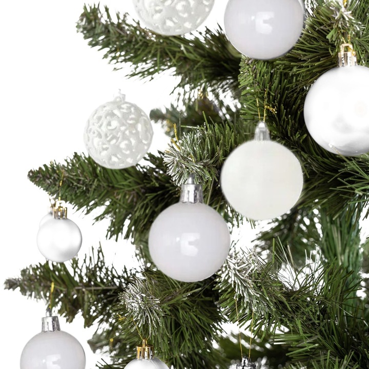 BOMBKI CHOINKOWE ZESTAW MIX WZORÓW ŚWIĄTECZNE BIAŁE WZORY XXL 100SZT