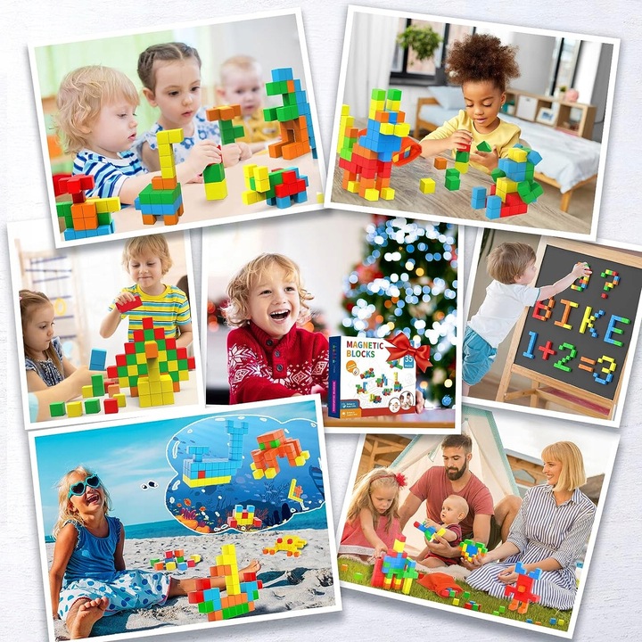 Klocki Konstrukcyjne Magnetyczne Edukacyjne Duże Zestaw Klocków Dla Dzieci