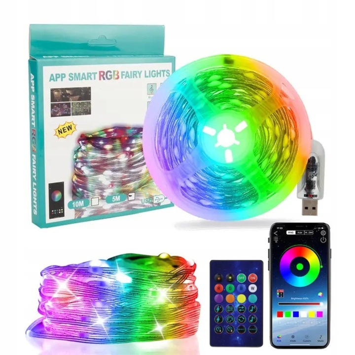 Lampki Świąteczne 200 LEDowe Inteligentne Bluetooth Świecą w RYTM Muzyki