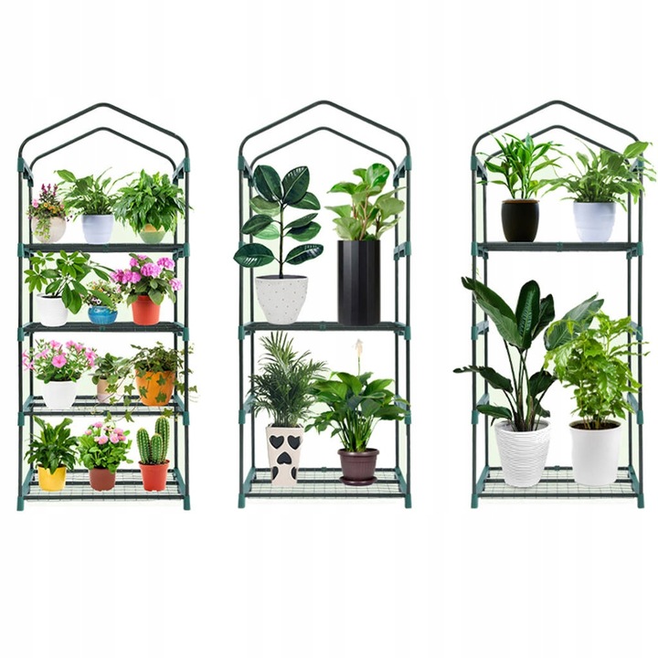 MINI SZKLARNIA FOLIA BALKONOWA 4 Półki 160x70x50cm Rośliny Kwiaty Sadzonki