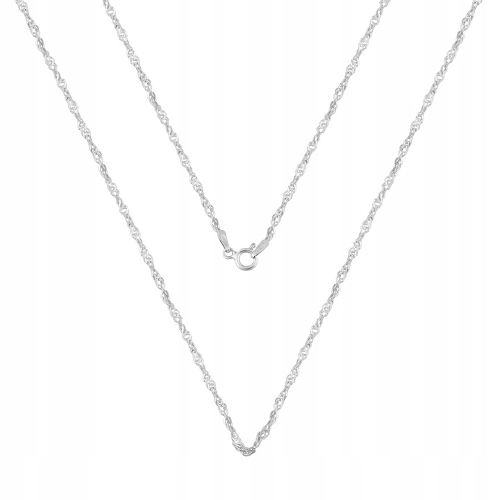 Delikatny Skręcany Łańcuszek Srebrny 925 Naszyjnik Singapur 45 cm x 2 mm