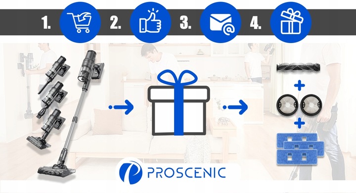 PROSCENIC P11 Mopping Odkurzacz pionowy 35kPa 400W 1L MOPUJĄCY SZCZOTKA LED