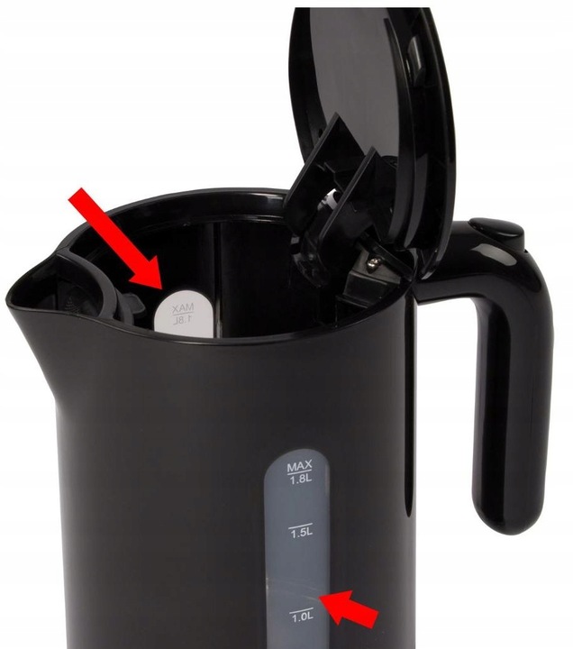 CZAJNIK ELEKTRYCZNY BEZPRZEWODOWY POJEMNY MOCNY 1,8L 2200W CZARNY DUŻY