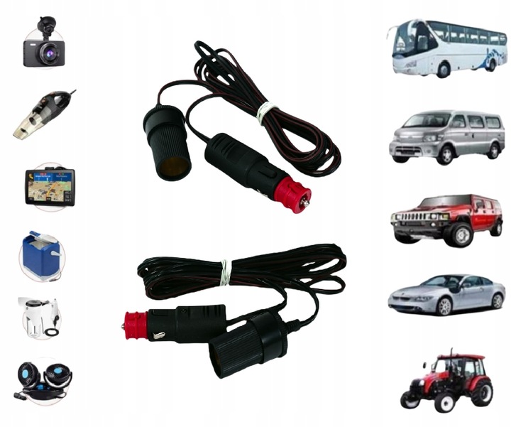 Przedłużka kabel adapter lodówka turystyczna 8A 3m