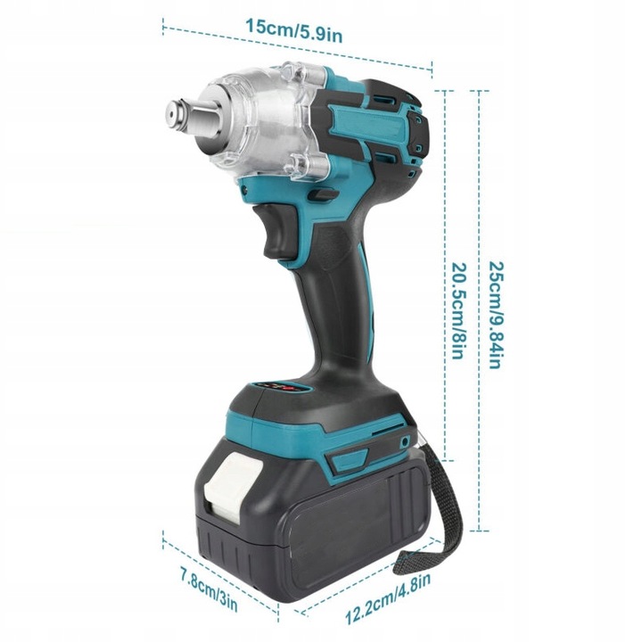 KLUCZ UDAROWY AKUMULATOROWY BEZSZCZOTKOWY DO MAKITA 18V 650NM 1/2'' 5500mAh
