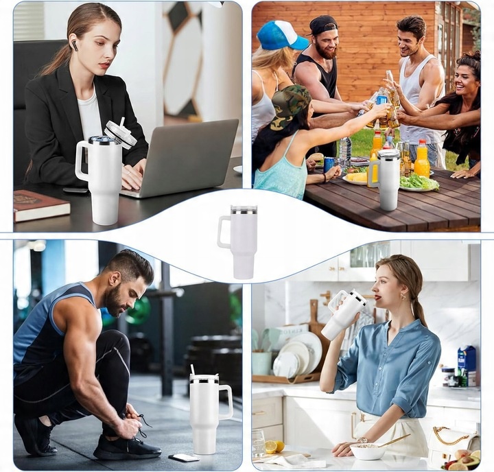 DUŻY KUBEK TERMICZNY ZE SŁOMKĄ TERMOS DO SAMOCHODU NA WODĘ 1200ML