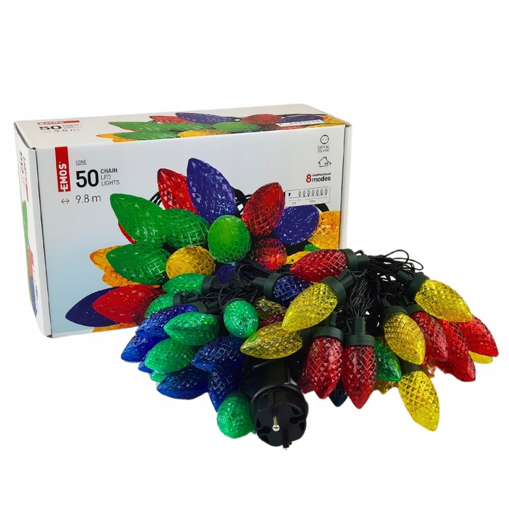 Światełka tradycyjne kolorowe szyszki LED Lampki choinkowe retro PRL EMOS