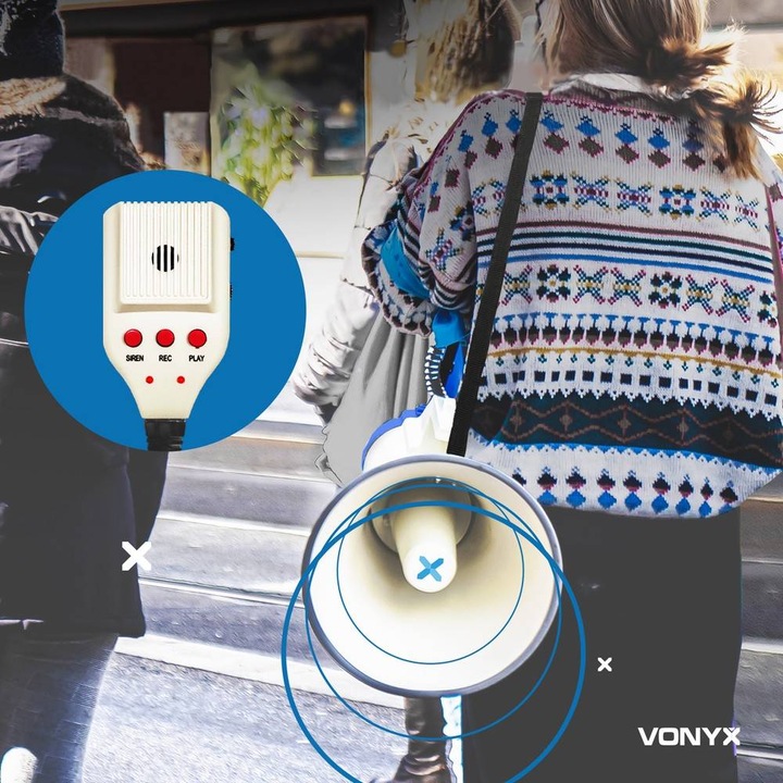 Megafon MOCNY 60W VONYX MP3/ USB/ SD/ SYRENA