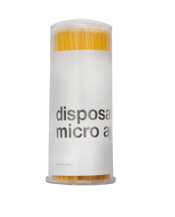 MIKRO APLIKATORY DO RZĘS BEZWŁÓKIENKOWE W TUBIE MICROBRUSH ZŁOTE 100 sztuk