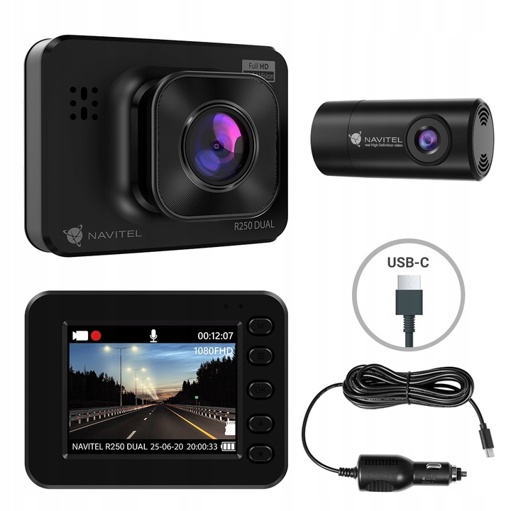 Wideorejestrator Navitel R250 DUAL - Auto-Start, Tryb parkingowy + Gratis