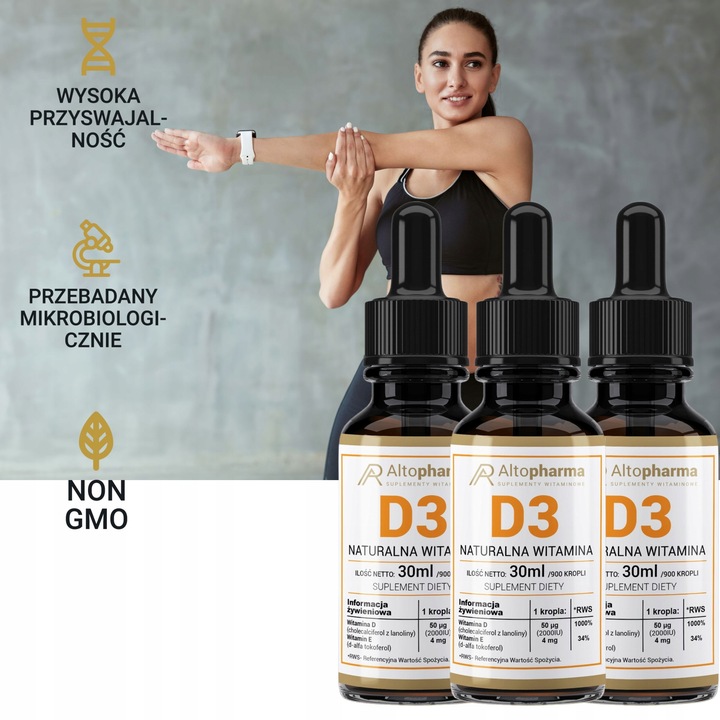 WITAMINA D3 2000IU FORTE KROPLE 3x30ml