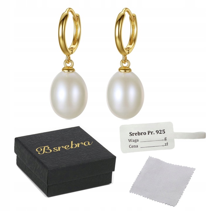 Zlote KOLCZYKI SREBRNE PRÓBA 925 WISZĄCE Perły Słodkowodne SREBRO KÓŁKA
