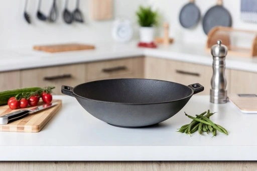 PATELNIA ŻELIWNA WOK Garnek duża ciężka 36,5 cm