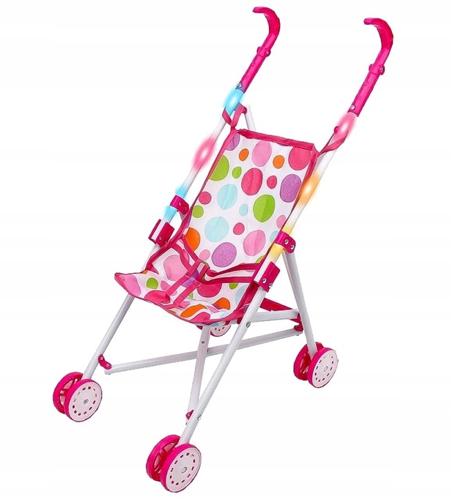 WÓZEK ZE ŚWIATŁEM DLA LALEK SPACERÓWKA PARASOLKA