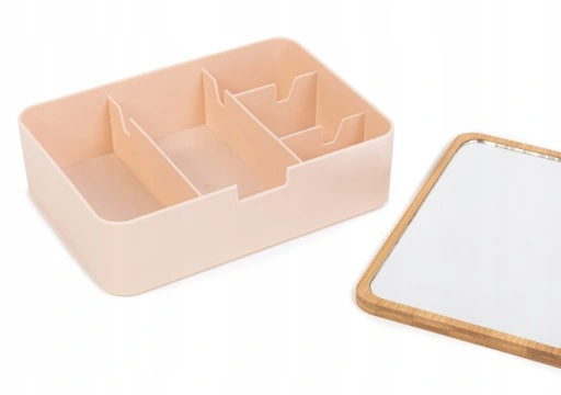 Organizer pojemnik różowy z lusterkiem NADRUK własny PREZENT URODZINY