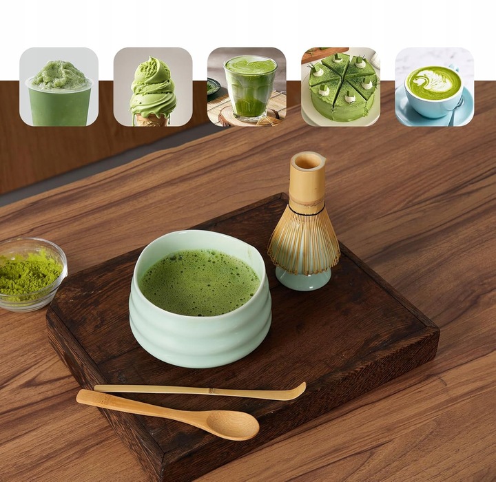 ZESTAW DO MATCHY Z MIOTEŁKA DO MATCHY I ŁYŻKĄ, JAPOŃSKA HERBATA MATCHA