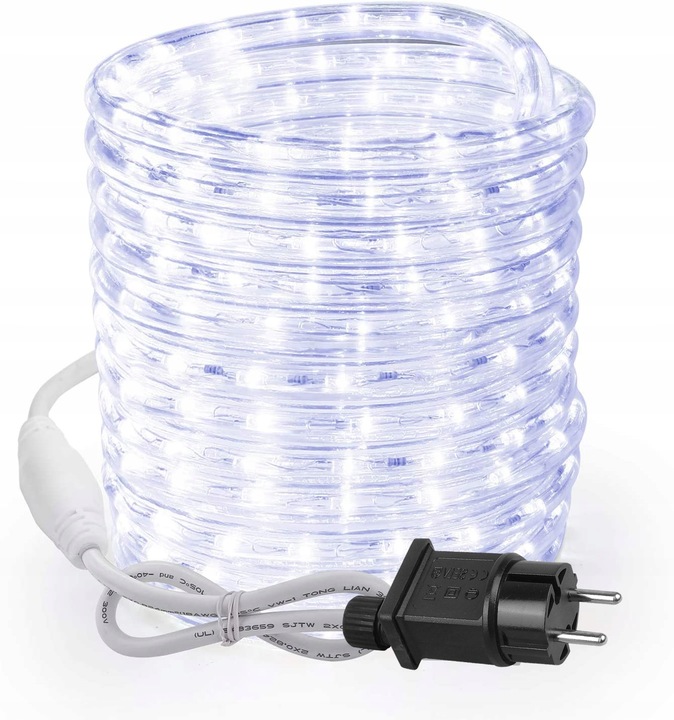 PIĘKNY JASNY WĄŻ ŚWIETLNY Z BROKATEM LED LAMPKI OZDOBNE CHOINKOWE 10M ZEW.