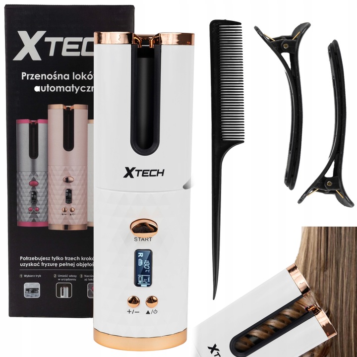 LOKÓWKA DO WŁOSÓW AUTOMATYCZNA CERAMICZNA LCD CURL BIAŁA XTECH
