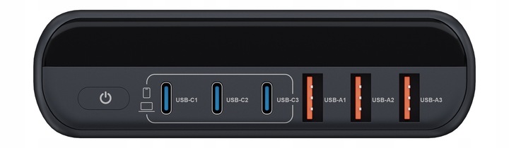 Ładowarka sieciowa z adapterami Newell GaN Tech T-power 140W 3xUSB-C 3xUSB