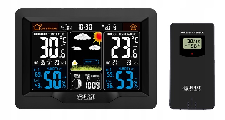 Bezprzewodowa stacja pogody ZEGAR HIGROMETR first austria