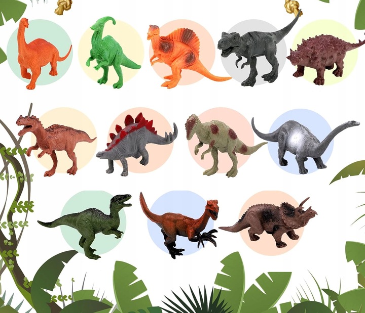 DUŻY ZESTAW FIGUREK Z DINOZAURAMI DLA DZIECI 52 ELEMENTY W KUFERKU DŻUNGLA