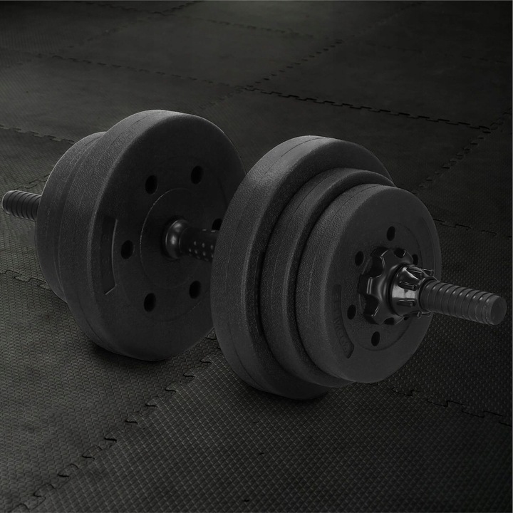 Hantle regulowane bitumiczne zestaw hantli ćwiczeń 2x10kg gryf+ kettle 20kg