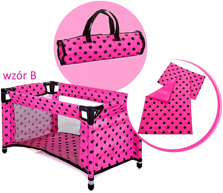 Łóżeczko dla lalek turystyczne kojec + TORBA POŚĆIEL ZESTAW 52 cm Doris
