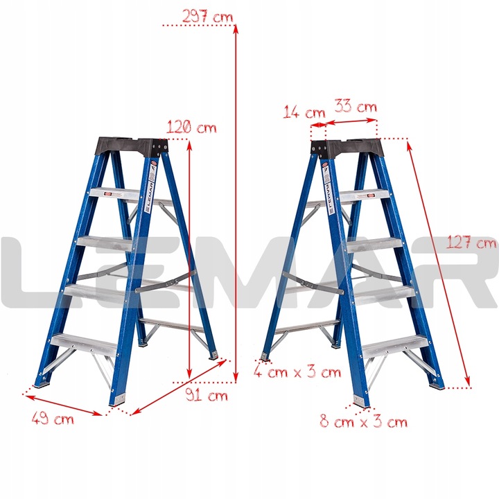 Drabina z włókna szklanego 5 stopniowa LEMAR