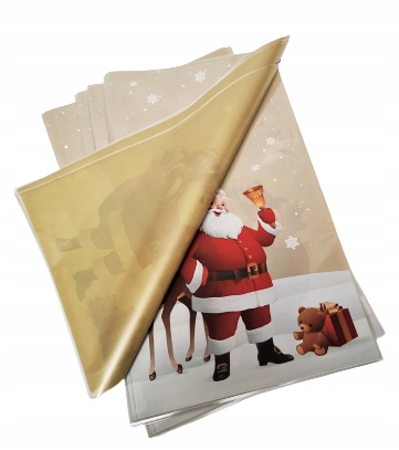 Torebki celofan foliowe ŚWIĄTECZNE MIKOŁAJ na słodycze prezenty 25x40 50 sz