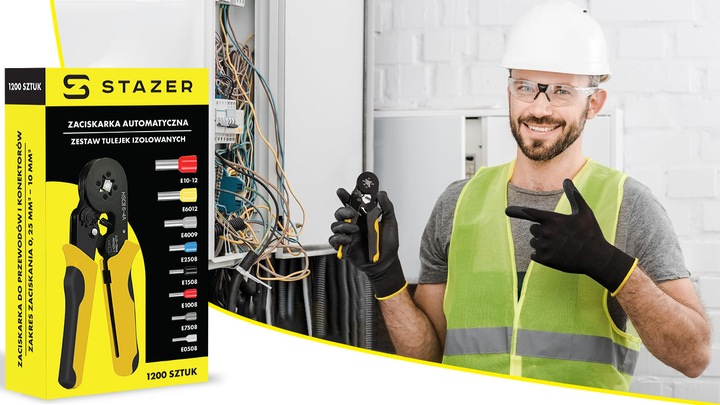 ZACISKARKA DO TULEJEK KONEKTORÓW PRZEWODÓW ZESTAW PRASKA + 1200 SZT TULEJKA