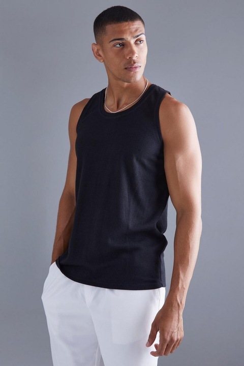 3D6A76 P28 BOOHOOMAN CZARNA KOSZULKA Z TEKSTURĄ L