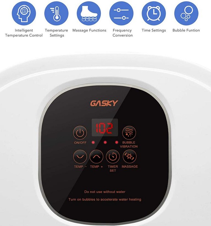 ELEKTRYCZNY MASAŻER DO STÓP WODNY 500W 6 ROLEK 3 TRYBY MASAŻU WIBRACJE